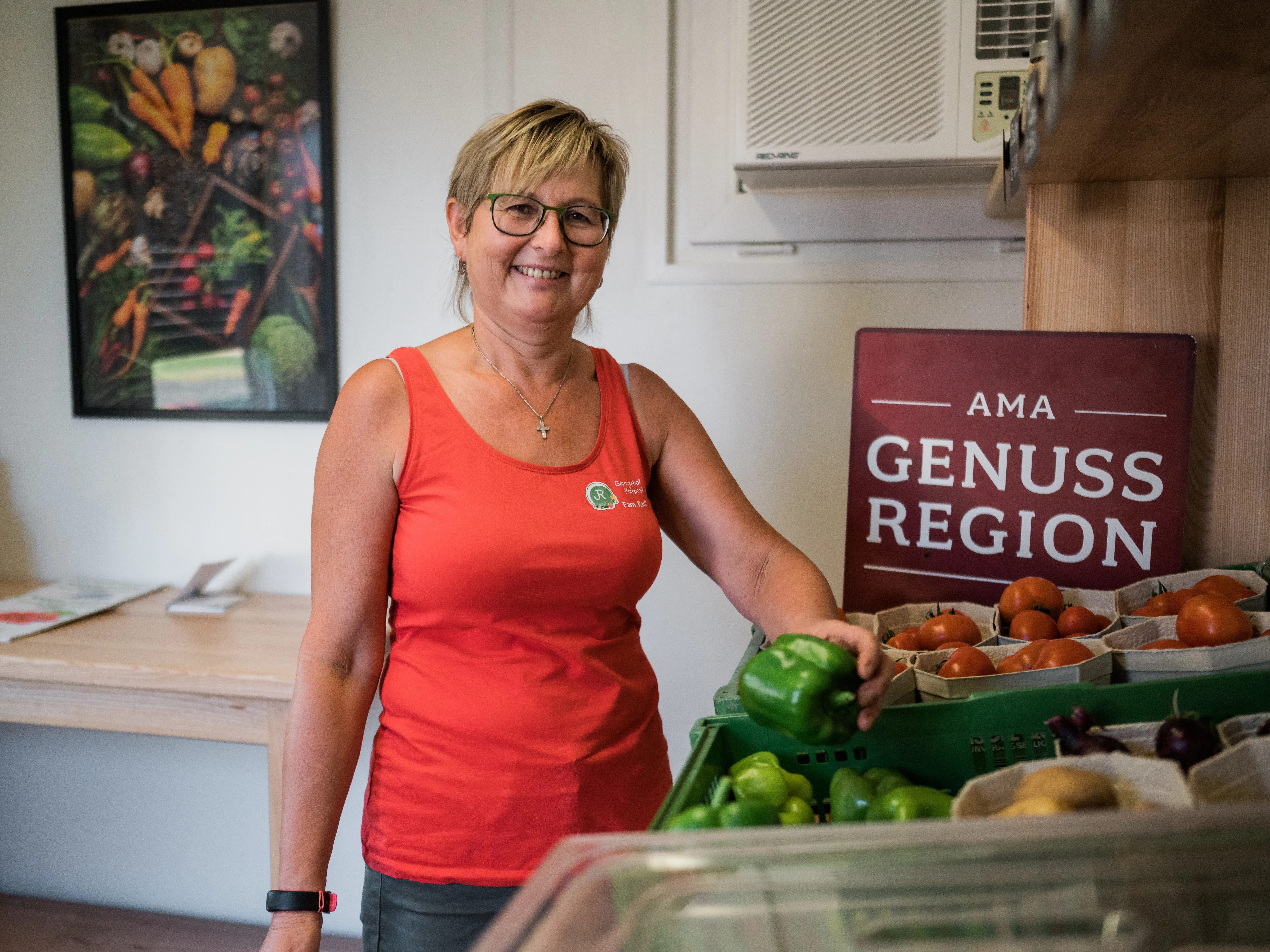 Landwirtin im Verkauf